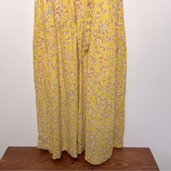 Nicholas Celie Midi Dress Hastings Floral Yellow Linen Dress Cottagecore - Picture 9 of 16
